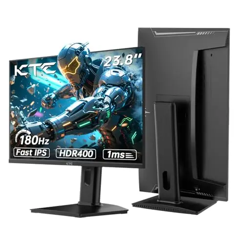 KTC Ecran PC Gamer 24 Pouces, 2K@180Hz /165Hz / 144Hz (2560 x 1440p) QHD Ecran Gaming avec Fast-IPS Panel, 1ms, HDR 400, Adaptive Sync, 400 CD/m², Supports réglables pour pivoter et soulever