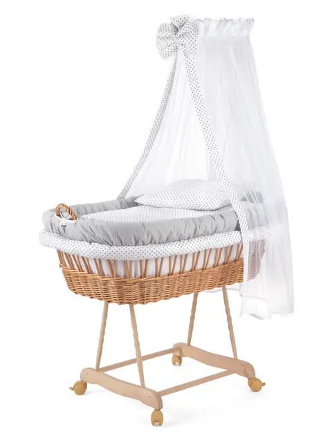 WALDIN Landau/Berceau Complet,24 modèles Disponibles,Couleur du Tissu Gris/Points Gris, Cadre/Roues Non traitée