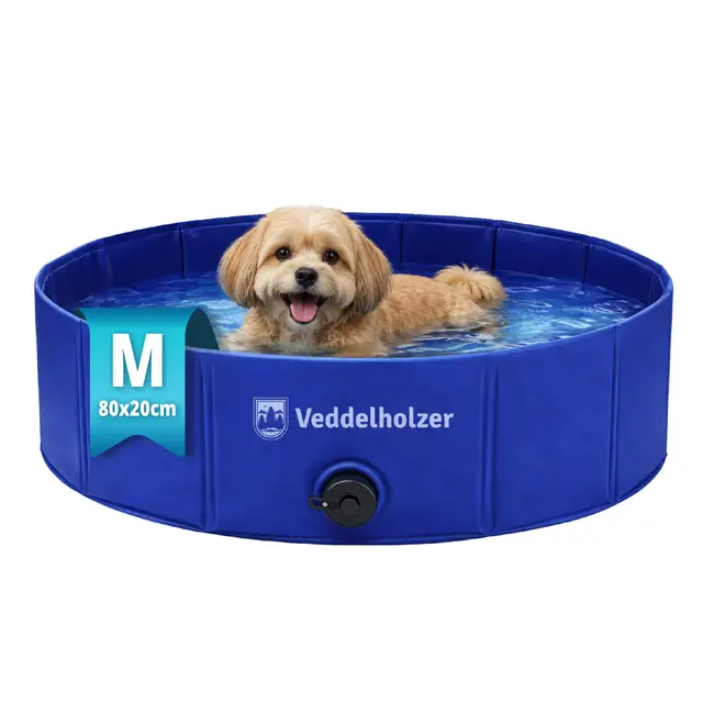 Piscine Pliable pour Chien Veddelholzer (M) 80 x 20 cm antidérapante – Piscine Robuste, Peu encombrante et Stable, idéale pour Le Jardin et Le Balcon, Installation Rapide sans gonflage, pour Chiens