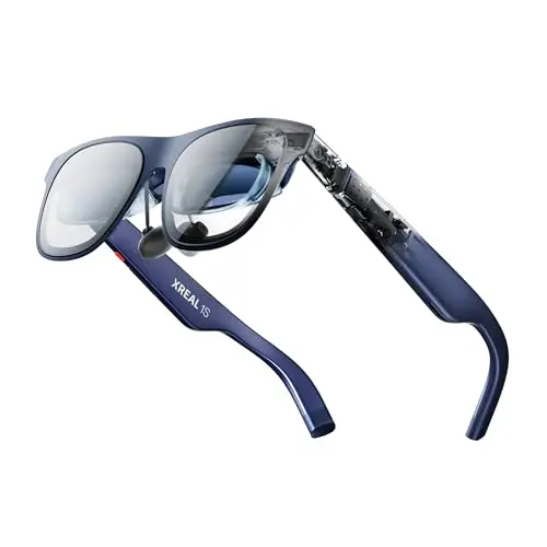 XREAL 1S AR/XR Lunettes, Lunettes de Réalité Augmentée avec Écran Virtuel 500", 52° FOV, 3DoF Natif, Real 3D, X1 Puce, Compatibles USB‑C DisplayPort Appareils, iPhone 17/16/15, Console ROG/SteamDeck