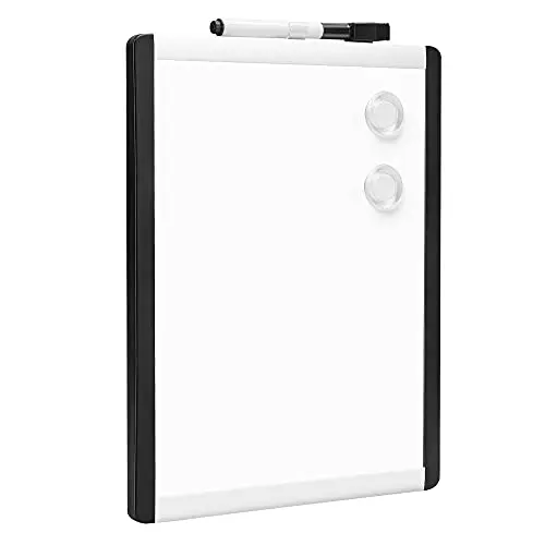 Amazon Basics Tableau magnétique effaçable à sec, cadre en plastique/aluminium, Blanc, 21,6 x 28 cm