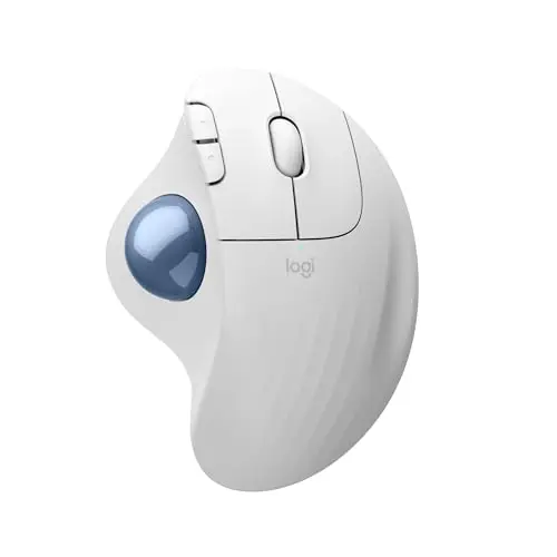 Logitech Ergo M575S Souris trackball sans Fil, Souris Ergonomique sans Fil avec Bluetooth et dongle chiffré, contrôle Confortable par Le Pouce, Suivi précis et Fluide, pour PC/Mac - Blanc