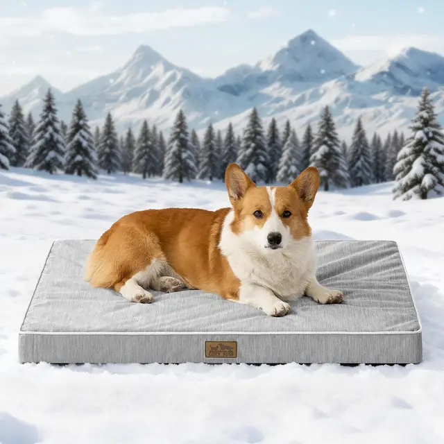 COZY KISS Panier Coussin Rafraîchissant pour Grands Chiens, Q-Max>0,4 Lavable Tapis Chien, Orthopédique Lit, Atmungsaktiv, Dehoussable, Antidérapant, 91X69x7.5cm, Gris Argenté