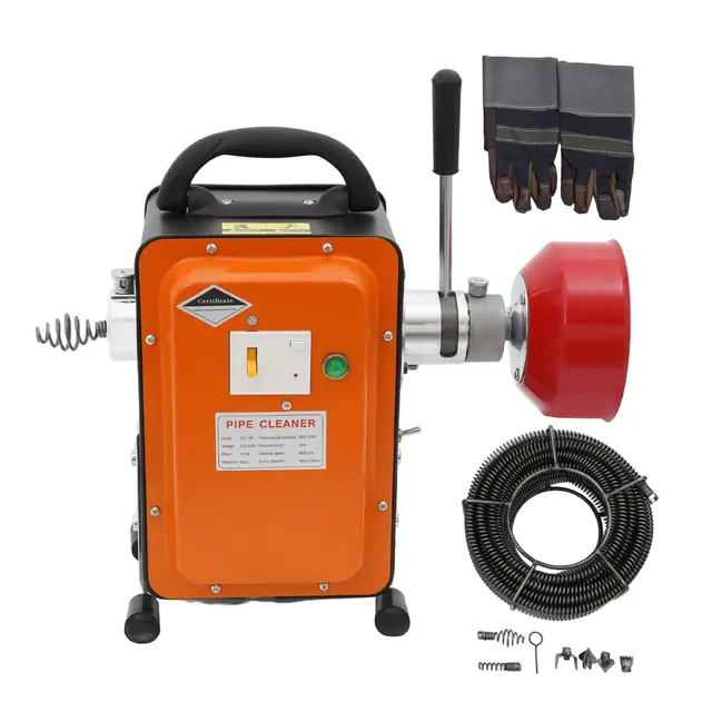 Machine de nettoyage électrique de tuyaux 750 W, 400 tr/min, spirale de nettoyage de tuyaux avec longueur de nettoyage de 20 m, déboucheur professionnel pour tuyau de 20 à 150 mm de diamètre