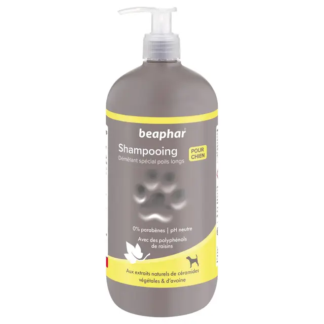 BEAPHAR – Shampoing Premium démêlant pour Chien aux Poils Longs – Aux extraits naturels de céramides végétales & d’Avoine – Démêle et nourrit – Pelage Brillant – pH Neutre & sans parabens – 750 ML