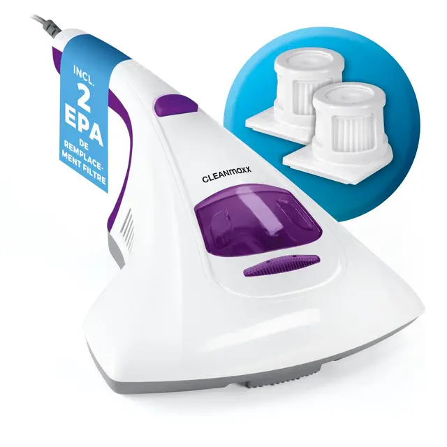 CLEANmaxx aspirateur d'acariens INCL. 2 filtres EPA | lumière UV-C stérilisée | aspirateur à Main pour Matelas, nettoyant de Matelas Anti-acariens détruit 99,9% des acariens
