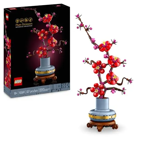 LEGO Botanicals Plum Blossom Set for Adults - Artificial Flowers for Indoor INCL. a Buildable Flowerpot - Home Office Decor Display Piece - DIY Gift for Women and Men - 10369
