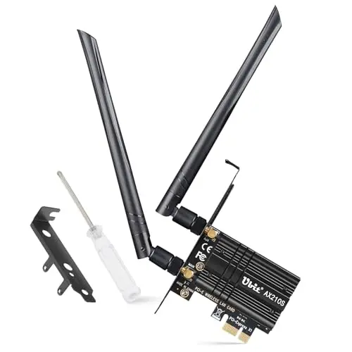 Carte WiFi PCIe AXE5400 Intel AX210 Tri-Bandes WLAN 6E avec Bluetooth 5.3 (6GHz/5GHz/2.4GHz) Carte réseau sans Fil Carte WiFi pour PC Windows 10/11