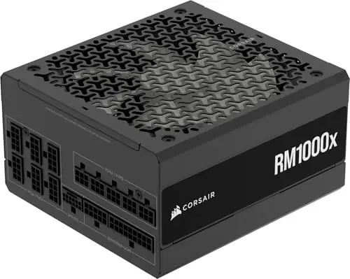 CORSAIR RM1000x Alimentation ATX Entièrement Modulaire & Silencieuse – Noir | Conformité ATX 3.1, Prise en charge PCIe 5.1, Efficacité Cybenetics Gold, Connecteur natif 12V–2x6