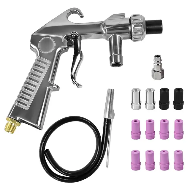 Pistolet De Sablage Pneumatique Professionnel 13 Buses Interchangeables Céramique Et Métal Sableuse Portable pour Décapage, Nettoyage Métal Compatible Tous Compresseurs Kit