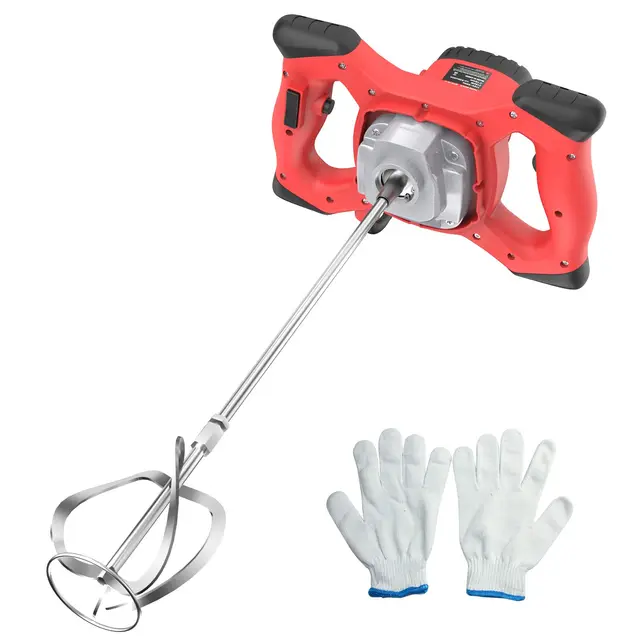 IMAYCC 2100W Malaxeur Mortier Colle Professionnel, Malaxeur Beton 220V, Melangeur Beton Avec 6 Vitesses, Betonniere Électrique Idéal Pour Mélanger les Aliments,le Plâtre,la Peinture(rouge-noir)