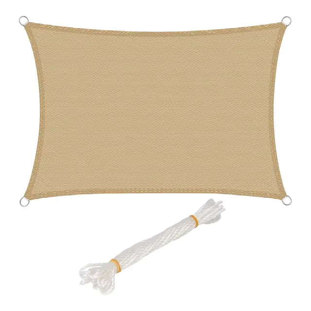 WOLTU Voile d'ombrage rectangulaire 5x7 m Respirante en HDPE, Toile d'ombrage Protection Solaire, Anti 85% UV Contre Le Vent, pour Jardin terrasse Camping Sable