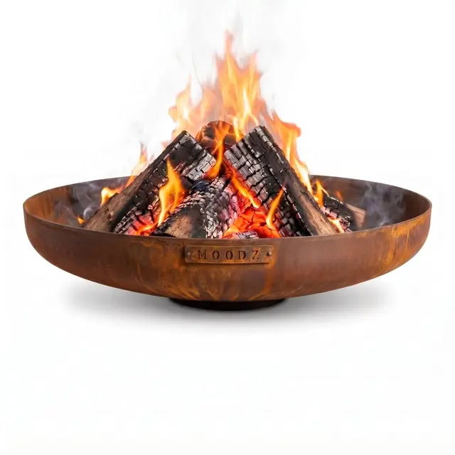 MOODZ Braséro en Acier Corten Ø 100 cm – Coupe de Feu Premium pour Jardin – Épaisseur 3 mm – Ultra Robuste & Résistant aux Intempéries – Patine Rouille Naturelle