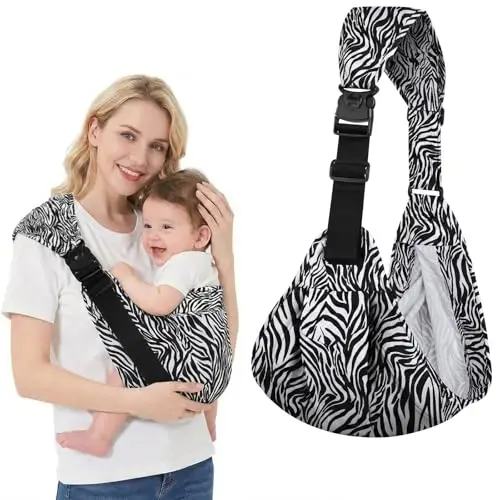 Porte Bebe Toddler Réglable, Echarpe de Porte-Bébé Latéral Respirant avec Sangles Antidérapantes Conception de Sac à Dos Enveloppante avec Boucle pour Nouveau-Né Jusqu'à 3-36 Mois, Zèbre