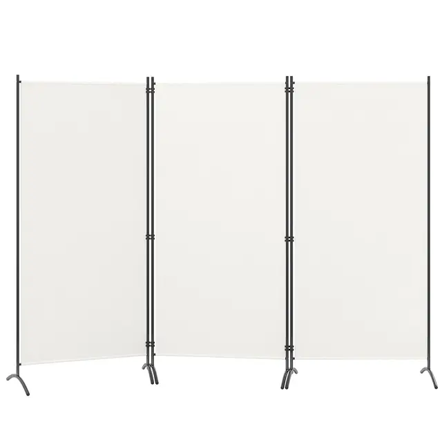 GIANTEX Cloison à 3 Panneaux Autoportante, Paravent Pliable avec Charnières Résistantes en Acier pour Salon, Bureau 260X183CM, Noir/Blanc/Gris/Marron (Blanc)