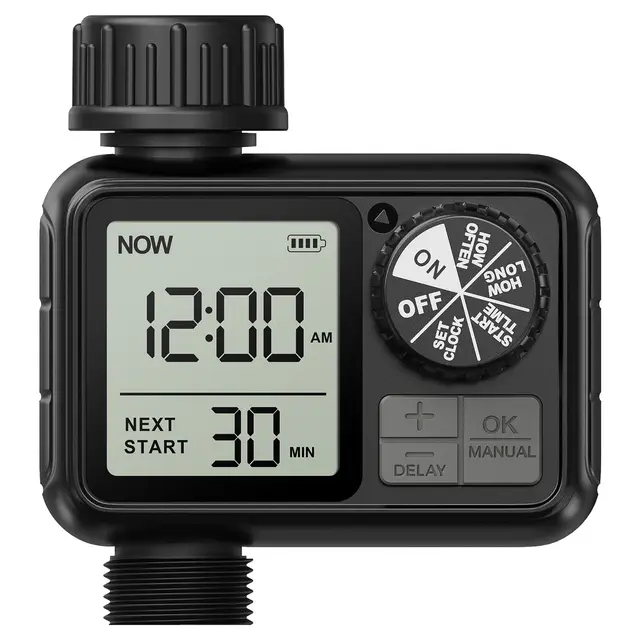 Ordinateur d'irrigation, minuteur d'arrosage avec Retard de Pluie/Mode Automatique et Manuel, IPX5 étanche/Grand écran LCD, minuterie d'eau pour Jardin, pelouse (1 Sorties)