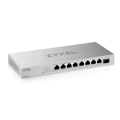 Zyxel 8-Port 2.5G Multi-Gig Unmanaged Switch avec 1 x 10G SFP+ | Support de Bureau ou Mural [XMG-108]