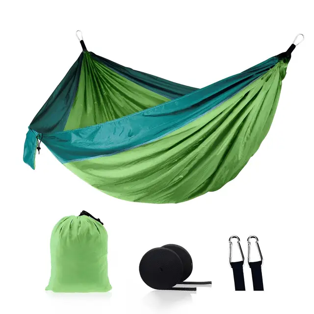 Hiseng Hängematte Einzel/Doppel, Grüne Serie Hängematten mit Tragetasche, Tragbar Leichtgewichtig Hammock, Outdoor Hängematte, für Garten, Balkon, Terrasse, Hängesessel Outdoor (Blaugrün,270x140cm)