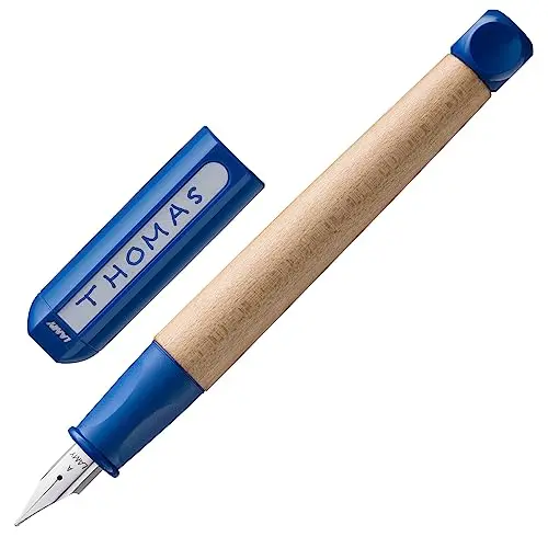 Lamy abc blue - Stylo Plume enfant pour débutants en écriture avec grip ergonomique et plume acier poli en taille A - bois d'érable robuste - avec cartouche d'encre bleue T 10 - Droitier