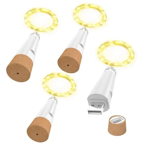 Guirlandes Lumineuses USB, Bouchon LED Rechargeable pour Bouteilles de Vin – Version 2024, Lumières Décoratives pour Fête, Noël, Mariage