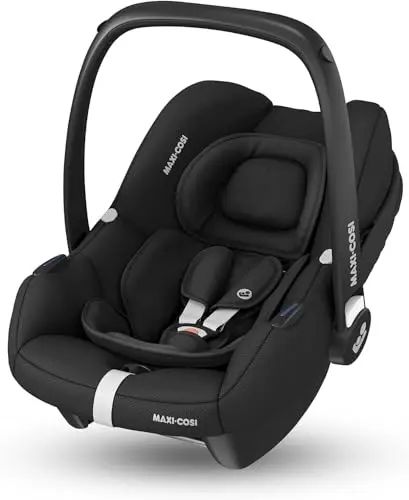 Maxi-Cosi CabrioFix i-Size, Siège Auto Bébé, 0 à 12 mois, 12 kg max., Siège Auto ISOFIX Léger (3,2 kg), Grand Canopy, Ultra-molletonné, Compatible avec les Poussettes Maxi-Cosi, Essential Black