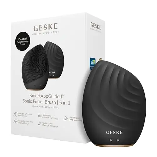 GESKE | Brosse faciale SmartAppGuided™ 5 in 1 | Brosse nettoyante visage électrique | Brosse silicone souple | Nettoyage professionnel visage | Appareil de nettoyage visage | Masseur facial