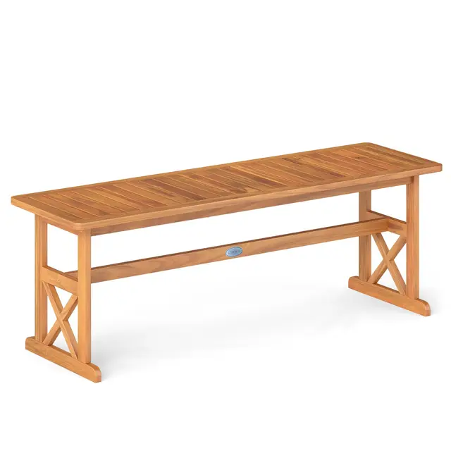 COSTWAY Banc de Jardin en Bois d'Acacia, Charge 360 kg,Banc Exterieur Jardin sans Dossier pour 2-3 Personnes, Siège à Lattes, Banquette Extérieur pour Porche Jardin Balcon, 130 x 35 x 45 cm