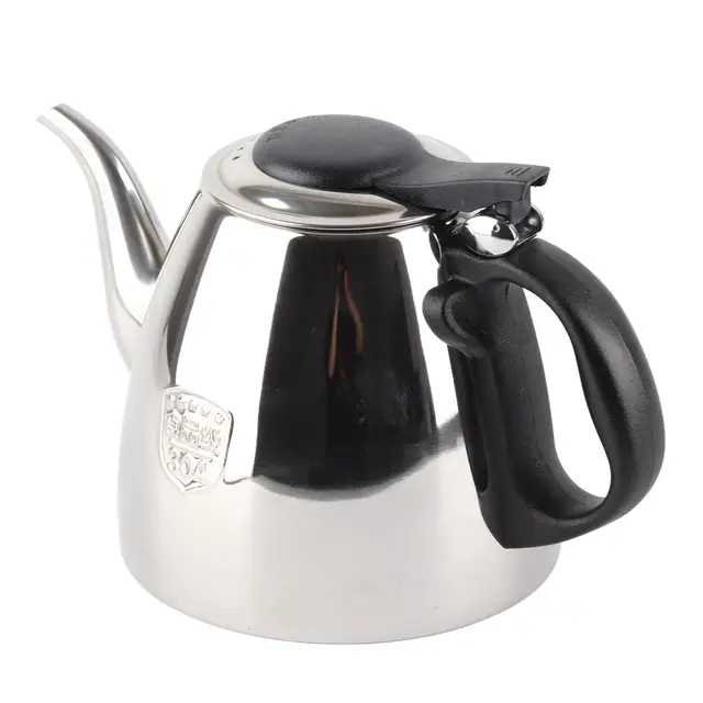 VBESTLIFE Théière en Acier Inoxydable de 1,2 L / 1,5 L(Facultatif) Poêle à thé de thé Bouilloire de Thé ou de Café Bouilloire Résistant à la chaleur Poignée Adapté à tous les réchauds(1.2L)