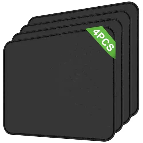 4 Pièces Tapis de Souris, 26 x 21 cm Mousepad de Bureau, Mouse Pad avec Base en Caoutchouc Antidérapante, Bords Tissés Durables, pour PC, Ordinateur, Travail, Jeux (Noir)