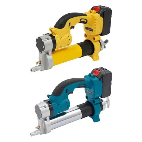 Pistolet à graisse sans fil [super efficace] Kit de pistolet à graisse électrique avec 2 batteries et chargeur, moteur sans balais et lampe LED (jaune)
