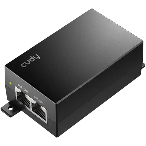 Cudy Injecteur PoE passif POE48-18W 48V-18W DC, adaptateur PoE Gigabit, Plug and Play, jusqu'à 100 mètres (300 pieds), montage sur bureau/mural, facile à installer