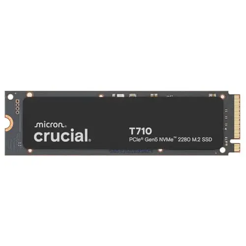 Crucial T710 SSD 4To PCIe 5.0 x4 Gen5 NVMe M.2, Lecture jusqu'à 14500 Mo/s, écriture jusqu'à 13800 Mo/s, Ordinateur Portable et de Bureau, TLC NAND, Disque Dur Interne - CT4000T710SSD8-01