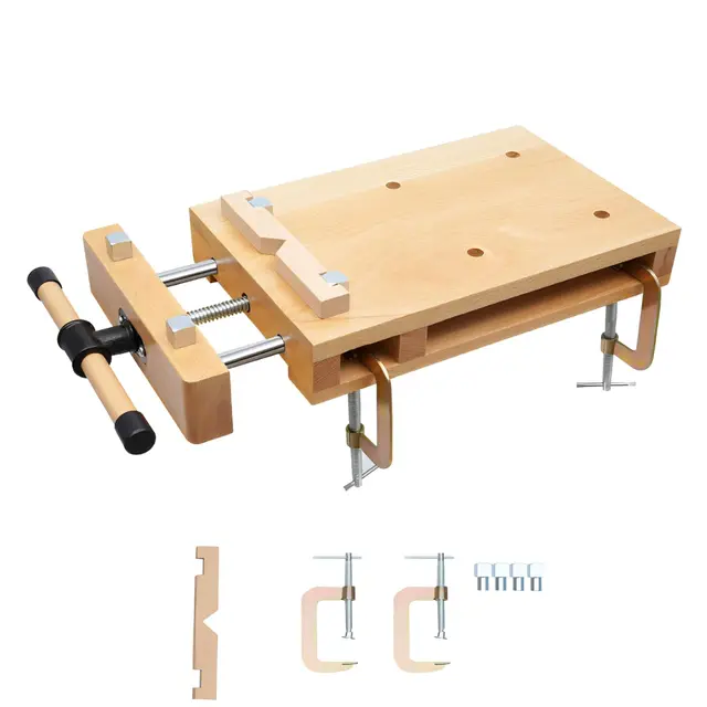 Établi de rabotage portable avec étau - Mini établi - 47 x 28 x 7 cm - Ouverture du clip d'établi de 20 cm - Pour sculpture, coupe, pince, rabotage