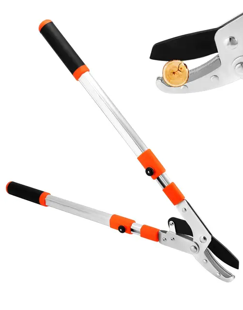 QWORK® secateur telescopique 66-103CM, acier allié SK5, ouverture maximale 10 cm