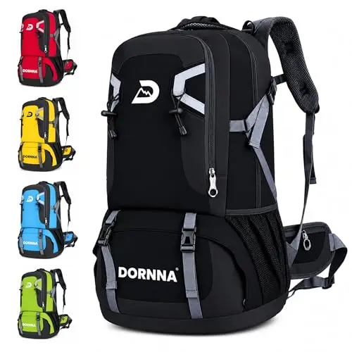 Sac a Dos Randonnee 60L Imperméable, Sac Randonnée, Voyage Léger, Sac de Voyage Cabine Pliable, Sac a Dos Homme Montagne Trekking, Kit Survie Guerre.