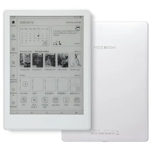 Meebook E-Reader M8 | 7.8' Eink Carta Screen | 300PPI Smart Light | Android 14 | Octa Core Processor | Dual Mics&Speakers | Support Play Store | Hand Writing | 4GB+64GB | Micro-SD Slot | White