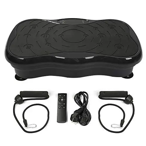 vibrante Fitness vibrationsgerät professionnel avec magnetfeldtherapie zugseil HRP100 Compacteur à plaque vibrante Surface antidérapante en entraînement Écran LED, Noir