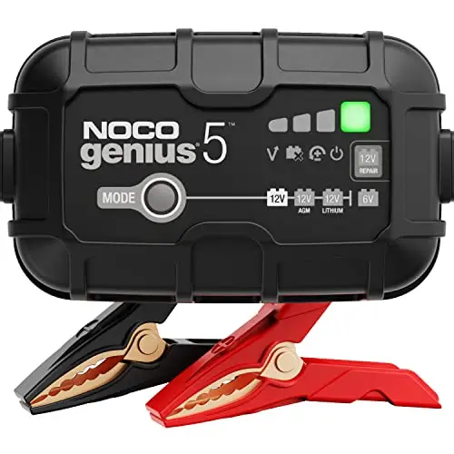 NOCO GENIUS5: Chargeur de Batterie Intelligent 5A 6V/12V – Maintien Automatique, Charge Lente & Désulfateur – Protection Surcharge & Compensation Température – pour Batteries Plomb & Lithium