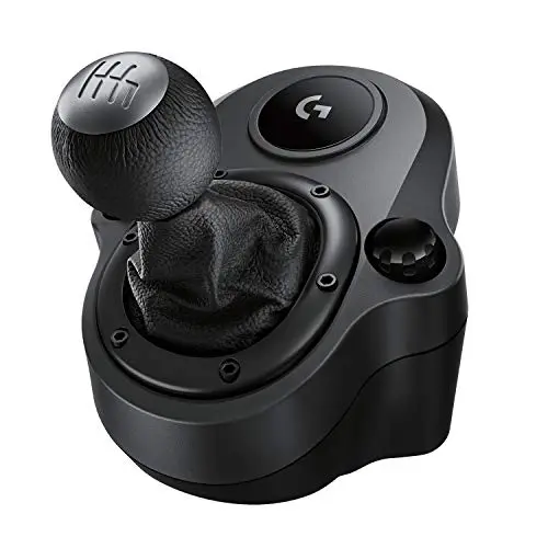 Logitech G Driving Force Levier de Vitesse pour Volant de Course G29, G920 et G923, 6 Vitesses, Enclenchement de la Marche Arrière par Pression, Conception Acier et Cuir - Noir