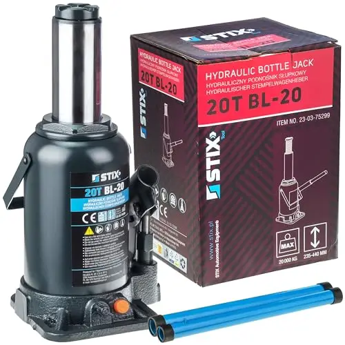 STIX Cric hydraulique à bouteille BL-20, cric à tampon avec une capacité de levage de 20 tonnes, hauteur de levage 235-460 mm, cric compact