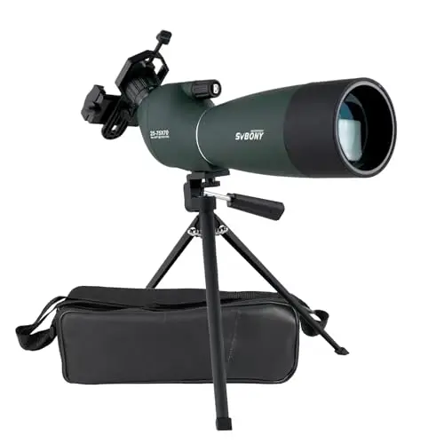 Svbony SV28 Longue Vue 25-75x70 Bak4 Porro Prisme Imperméable Monoculaire Longue Vue Puissante Adaptateur de Téléphone Trépied pour Observation des Oiseaux