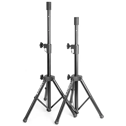 Vonyx LS02K Petits Pieds d'Enceintes en Métal, Noir, Insert 35mm, 5 Hauteurs Réglables Entre 66cm et 111cm, Système de Verrouillage de Sécurité, Charge Maximale par Pied 20 kg