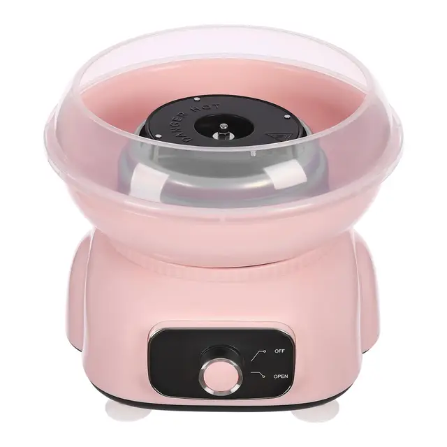 Machine à barbe à papa électrique 500 W avec 10 bâtonnets en bambou et bâtonnets en plastique pour sucre blanc, sucre coloré, sucre en cubes et sucre en poudre fin, rose