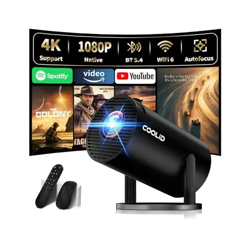 [Apps intégrées & 2026 Upgraded] Mini Vidéoprojecteur Supporte 4K 1080P avec 5G WiFi 6 Et BT 5.4 Le Projecteur Soutien Rotation 180° Portable Projecteur Video Applicable Laptop/HDMI/TV Stick,Negro