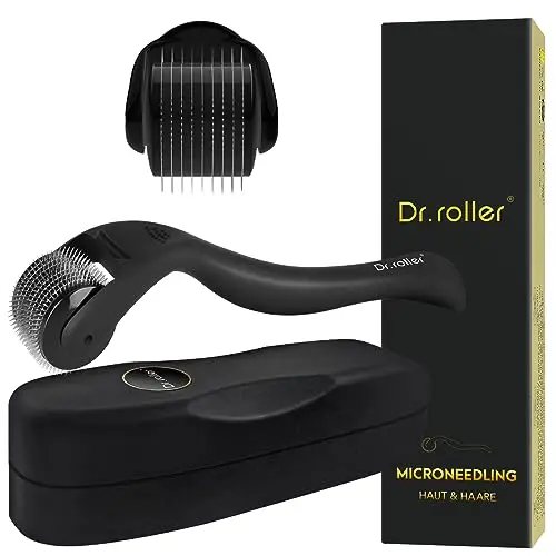 Derma Roller Cheveux, Derma Roller Barbe 540 1 mm Aiguilles en Titane de, Microneedling Roller Cheveux Repousse, Rouleau Barbe Homme, Stimuler la Croissance de la Barbe et Des Cheveux