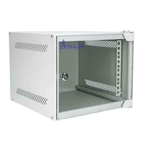 Extralink Baie de Brassage 10 Pouces 4U - Armoire réseau 310mm de Profondeur pour Montage Mural ou au Sol - 180° Ouverture - Charge admissible 30kg, pour Réseau Domestique & Appareils IT, Gris