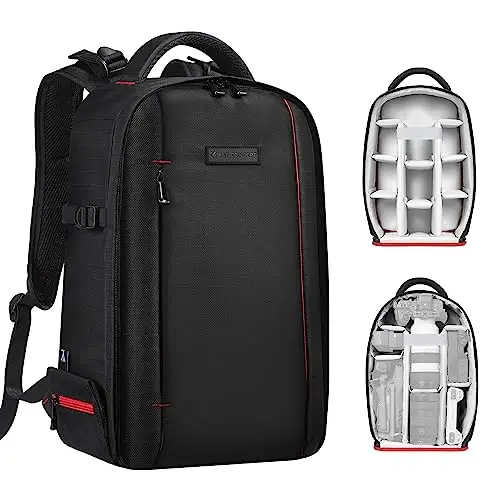 K&F CONCEPT sac à dos photo sac étanche pour appareil photo sac à dos pour appareil photo avec compartiment pour ordinateur portable pour appareil photo SLR/DSLR objectif et accessoires