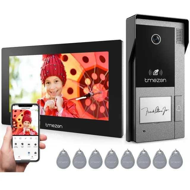 TMEZON 2 Fils Visiophone Connecté Interphone Vidéo Filaire, IP 7’’ Moniteur Ecran Tactile, 1080P Sonnette de Caméra Vision Nocturne, APP Déverrouillage à Distance, Badges RFID, Detection Humaine, M790