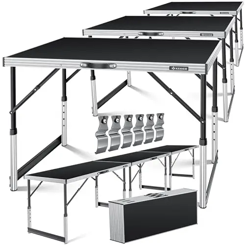 KESSER® Table Multifonctions Professionnelle 3 Pièces, 100 x 60 cm, à Tapisser 30 kg de Charge, Avec Fonction de Rallonge, Pliante, de Brocante et d'Appoint