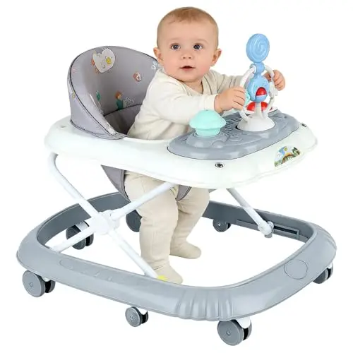 HUOLE Trotteur Bébé 4-en-1 Gris